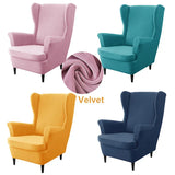 Velvet Wingback Chair Covers Stretch Wing Armchair Cover