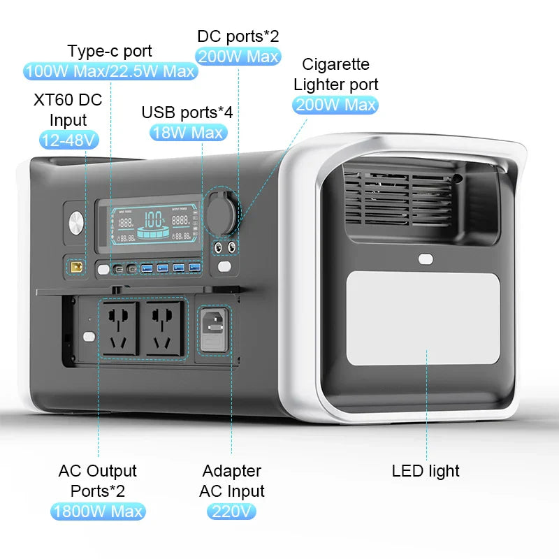 1000W Portable Power Station,Camping 1024Wh Backup Lifepo4 Battery,320000mAh