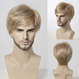Bob Pixie Cut Wig for Men Light Brown