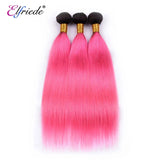 Elfriede 1BPink Straight Ombre Colored Hair Bundles with