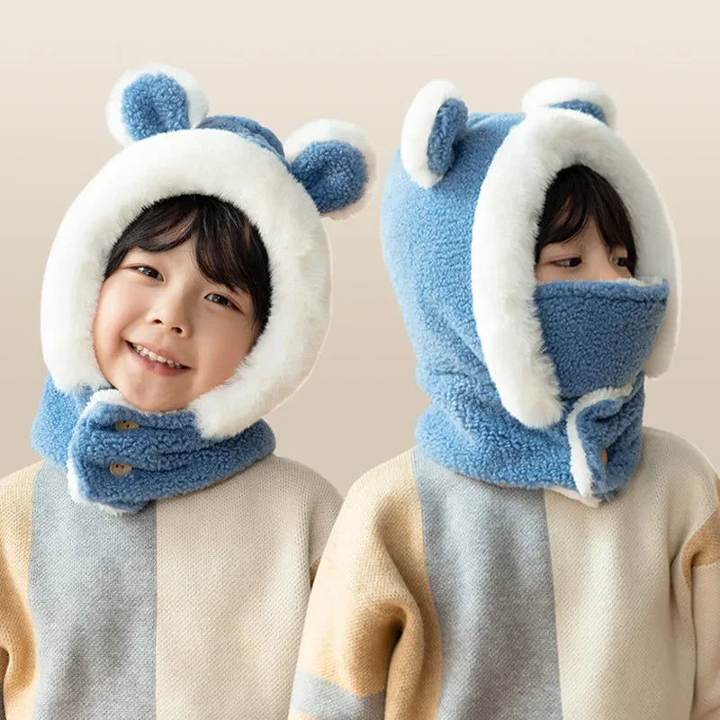 New Children's Hat Cartoon Bear Ear Flags Pullover