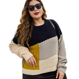 Autumn Winter Plus Size Oversized Patchwork Knitting Sweater