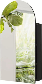 Arched Black Medicine Cabinet With Mirror, Recessed Or