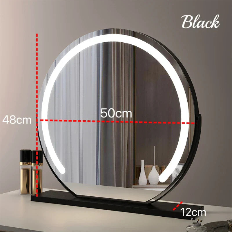 Vanity Mirror with Lights LED Round Makeup Mirror for Bedroom with 10X Magnification Smart Touch Dimmable 3 Modes 360° Rotation