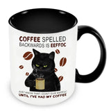 Funny Cat Mugs Coworker Gifts Coffee Spelled Backwards