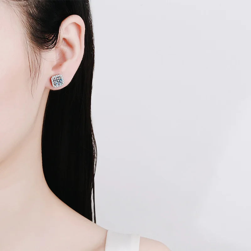 Smyoue White Gold 1CT Moissanite Stud Earrings for