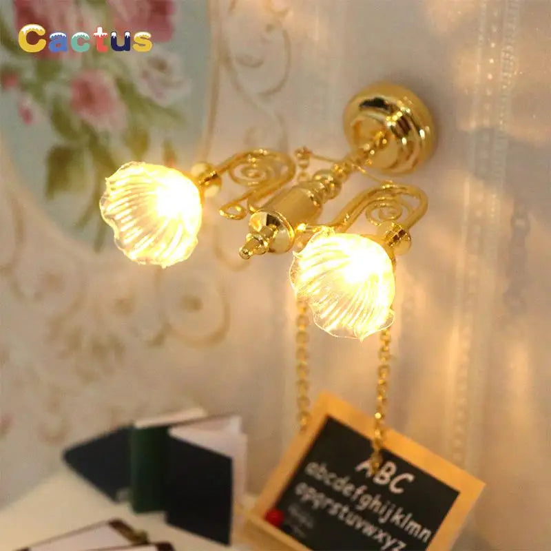 1:12 Dollhouse Miniature LED Lamp Ceiling Lamps Chandelier