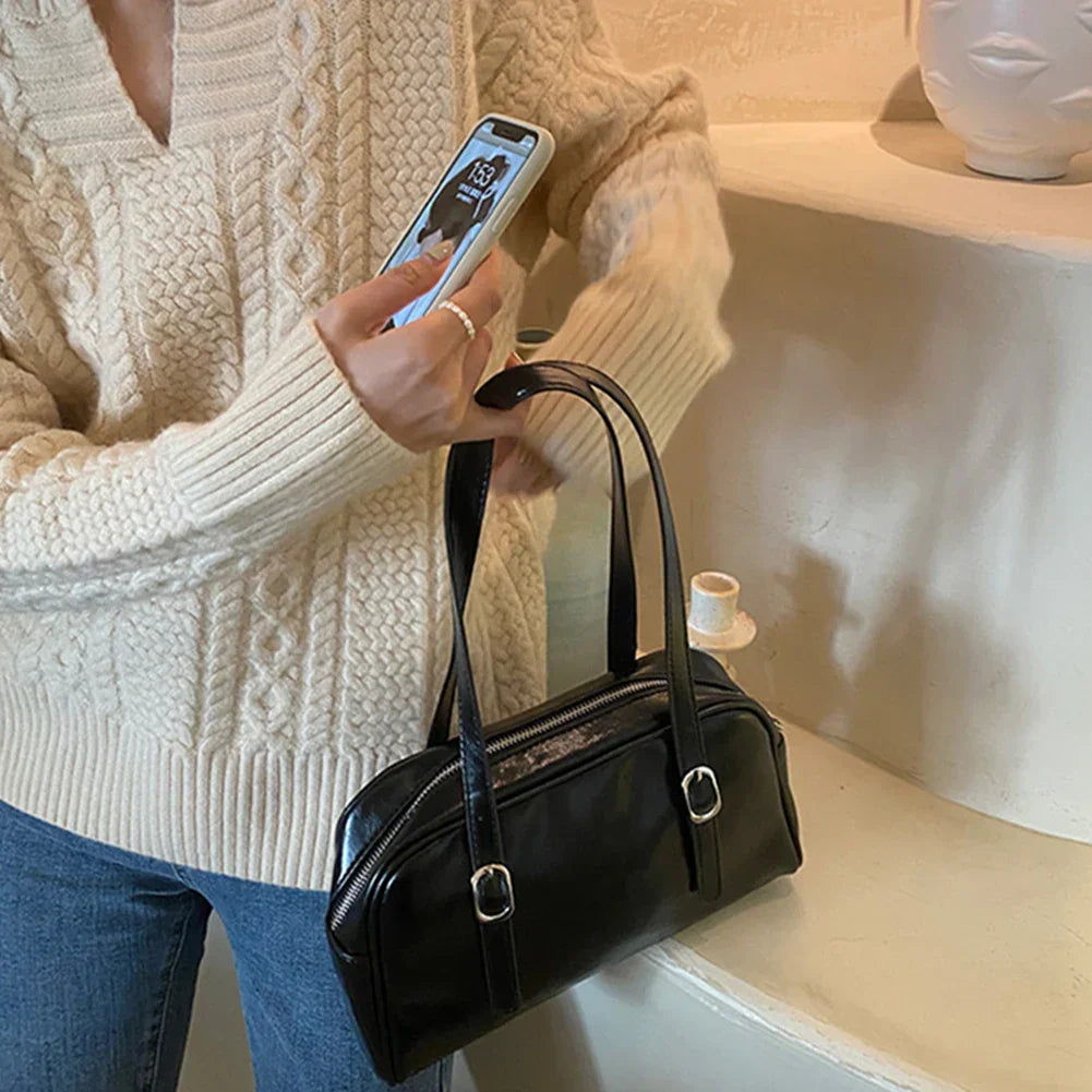 Vintage PU Leather Women Tote Handbag High Quality