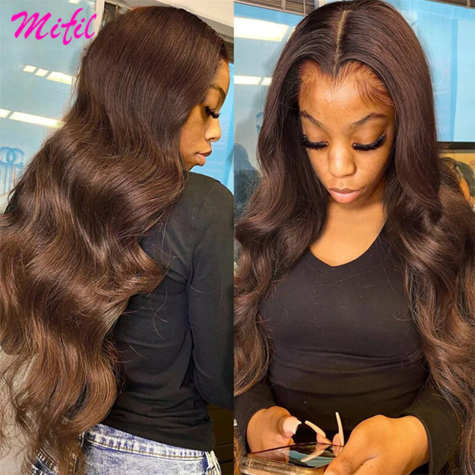 Glueless Chocolate Brown Colored Lace Front Human Hair