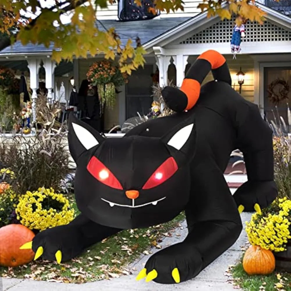 Halloween Inflatable 1.8m Black Cat Toy Shakes Head