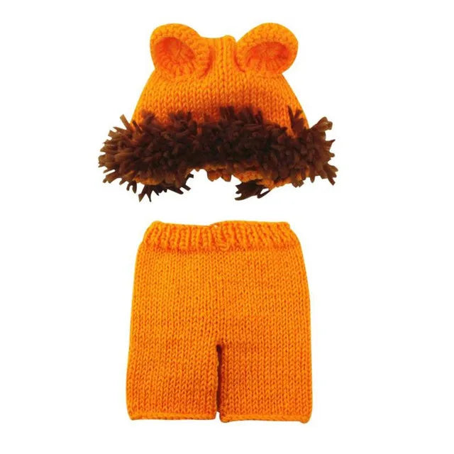 Newborn Photography Props Costume Hat Cape Set Crochet Knit Clothes Studio Photography Accessories Halloween Costumes