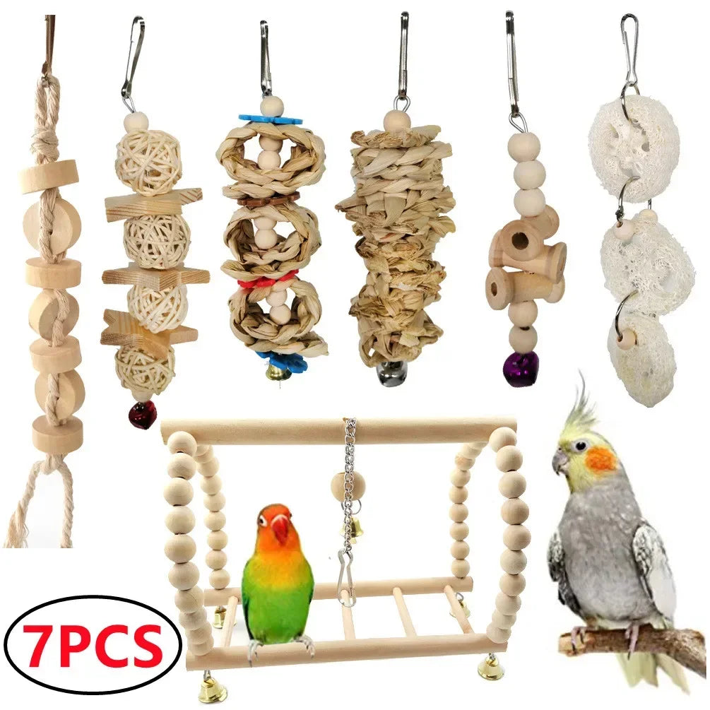 Toys Standing Bell Swing Toy Parrot Bird Combination