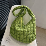 Quilted Padded Crossbody Bag for Women Pleated Bubbles
