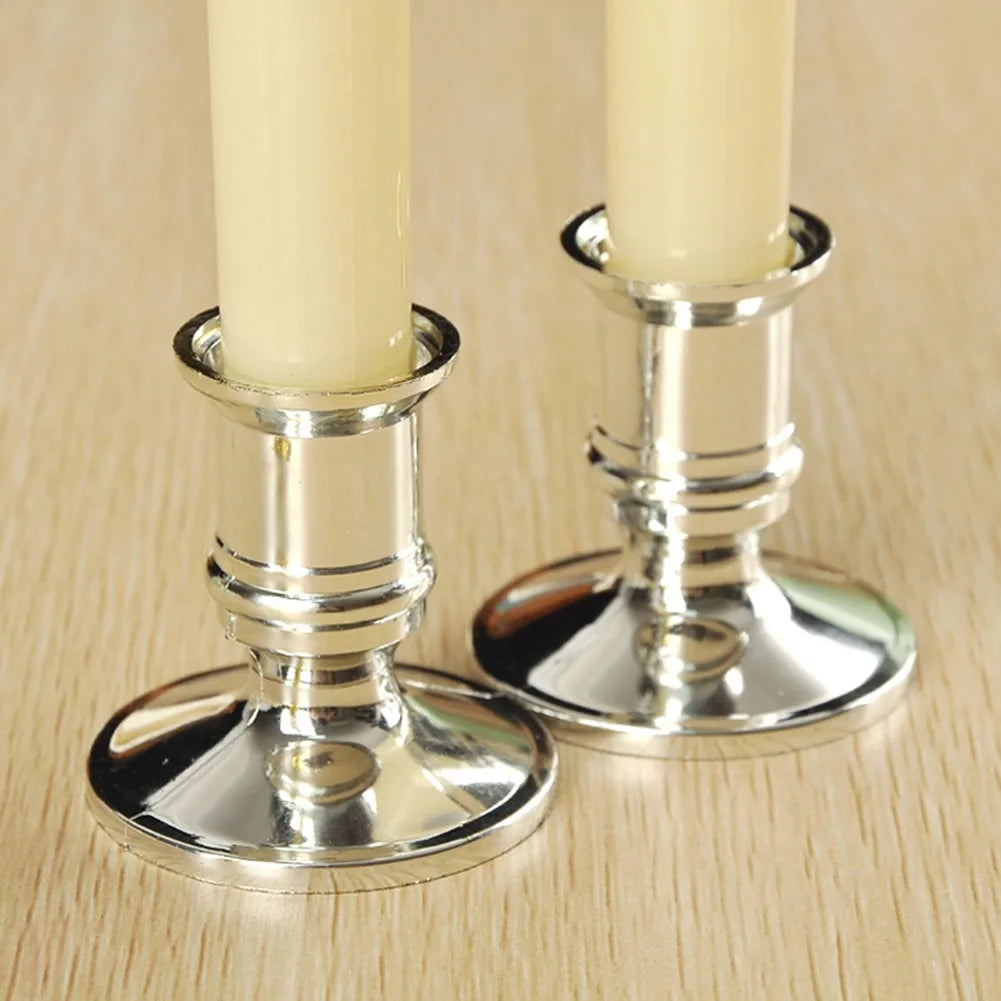 2pcs Candle Holder Candle Base Plastic Candlestick Silver