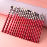 BEILI Red Eye Makeup Brushes Set Professional Natural