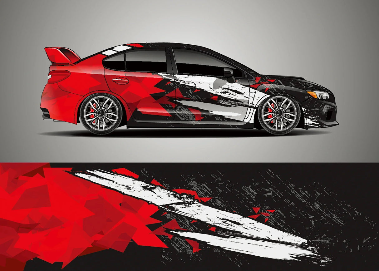 Full Body Racing Graphic Decal Vinyl Wrap Modern Design Red Retro Car Full Wrap Sticker Decorative Car Decal 300*60cm