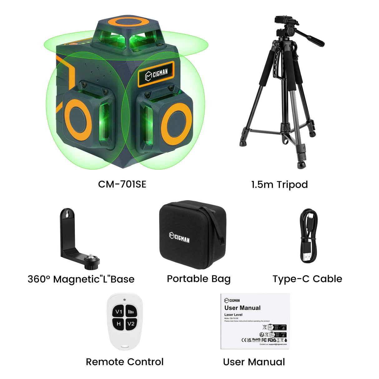 CIGMAN 12 Lines Laser Level Self Levelling Horizontal