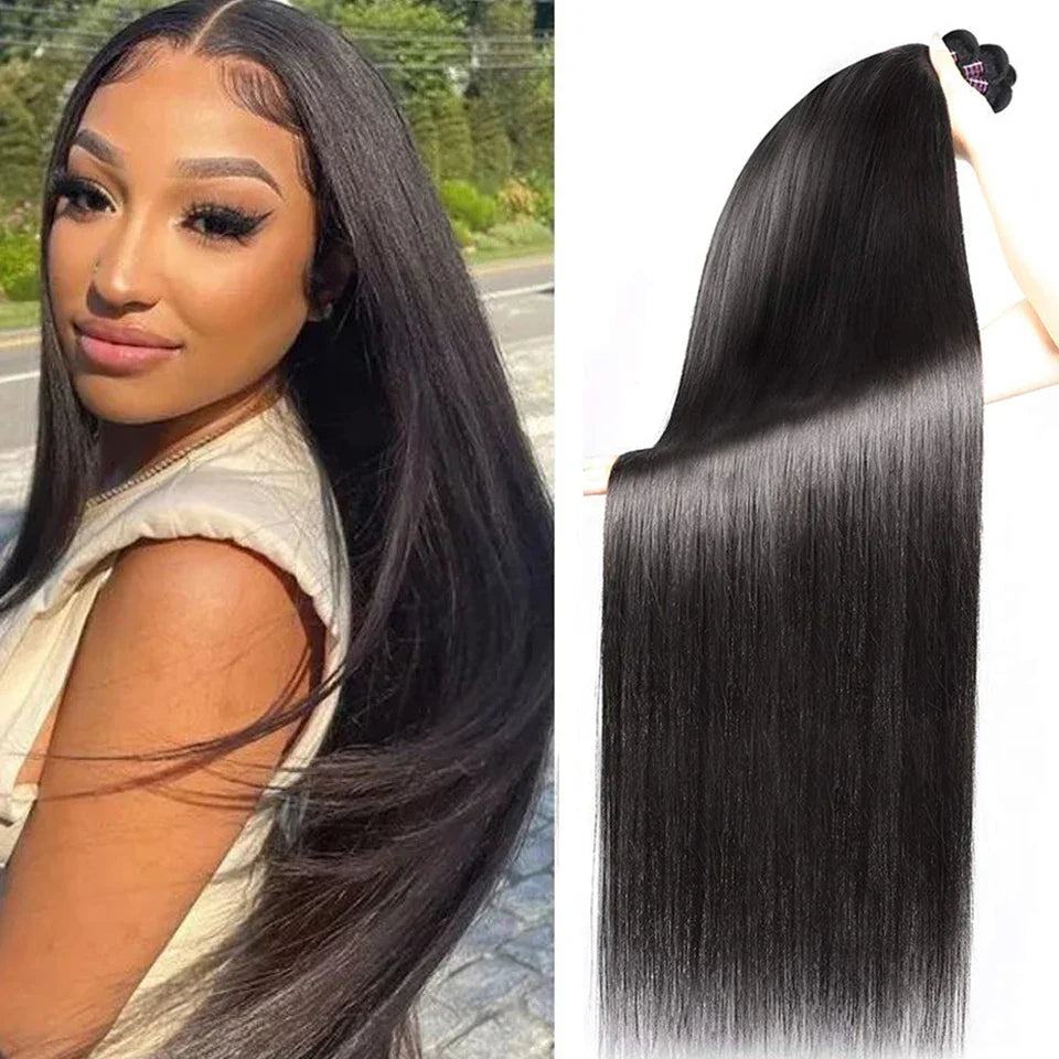 Sleek Brazilian Straight Human Hair Bundles 1/3/4 Pcs