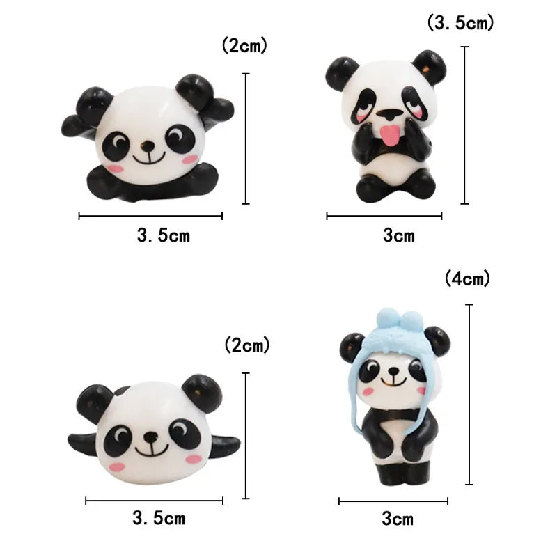 8Pcs/set Cute Panda Car Accessories Interior Funny Toys