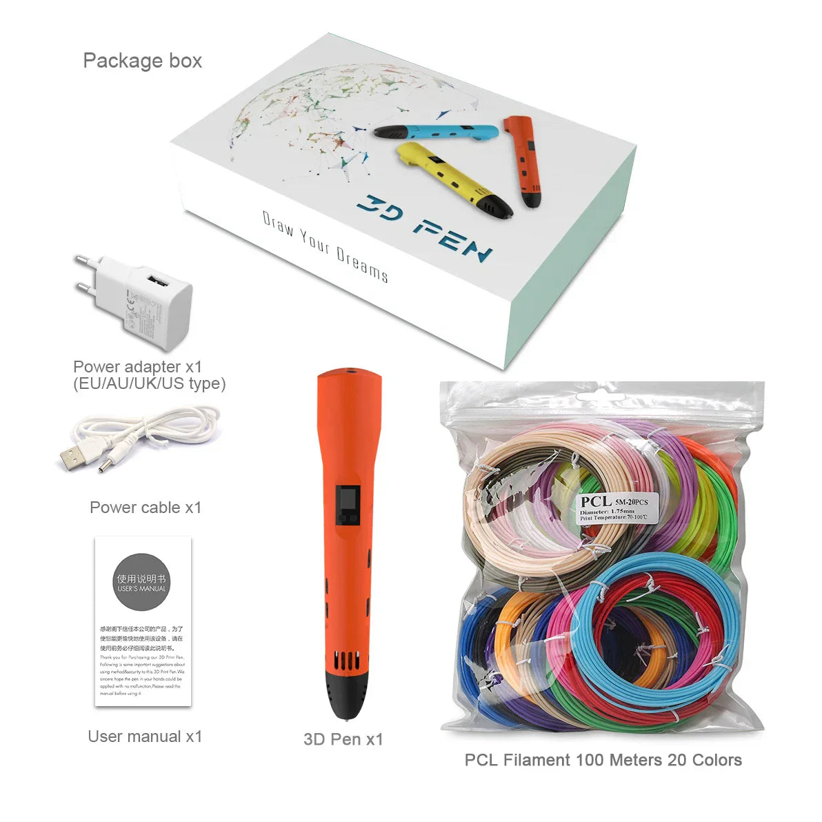 Innovative QCREATE 3D Pen with LCD Display, Adjustable