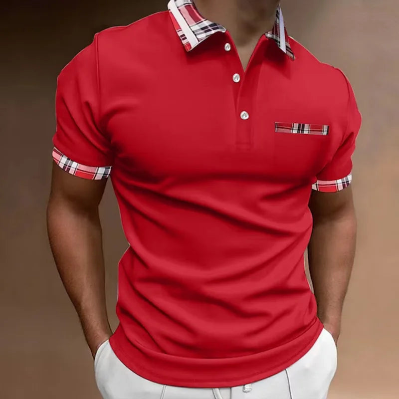 High Quality Men's Patchwork Polo Shirt 2023 Summer