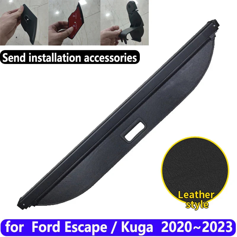 Car Trunk Curtain for Ford Escape Accessories Kuga 2020~2023 Retractable Rear Boot Tray Cargo Cover Privacy Security Luggage Mat