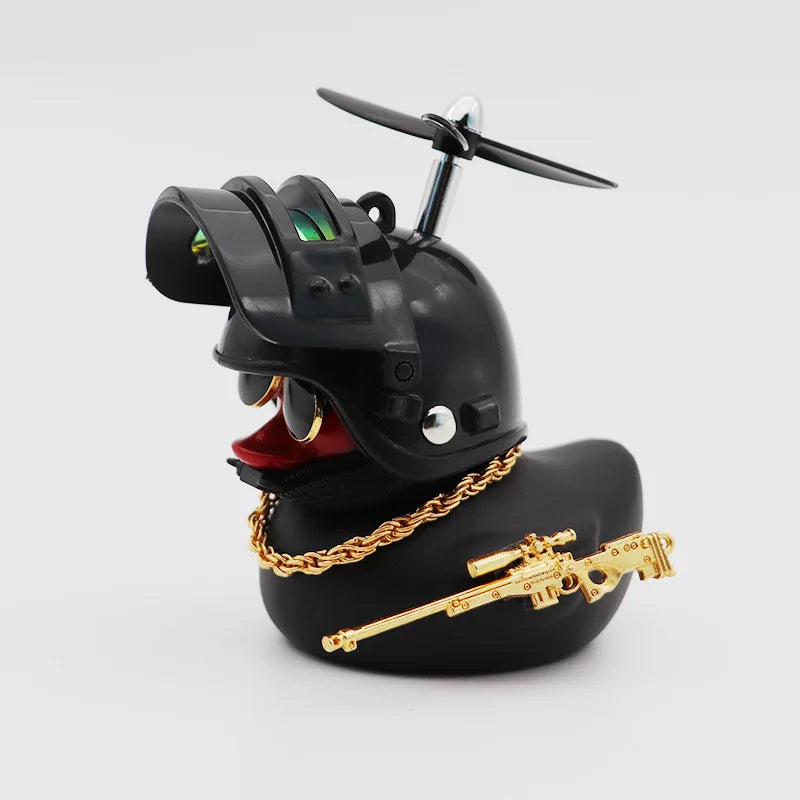 Broken Wind Rubber Duck With Helmet Pendant Duck