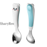 Baby Children Spoon Fork Set Cartoon Bear Stainless