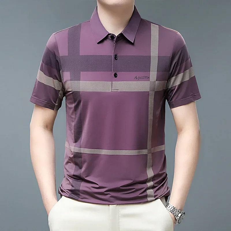 Fashion Polo Shirt Men Casual Stripe Polo T