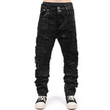 Dark Coating Wax Brushing Erosion Hole Jeans Men