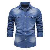 Men's Denim Shirt High Quality Cotton Elastic Spring