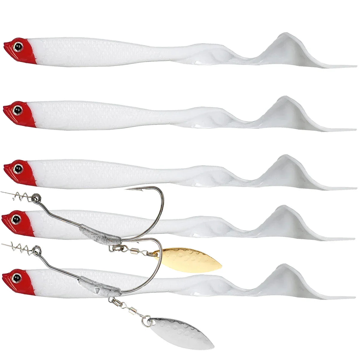 5Pcs lues 2pcs hooks Vigour Perch Fishing Lure