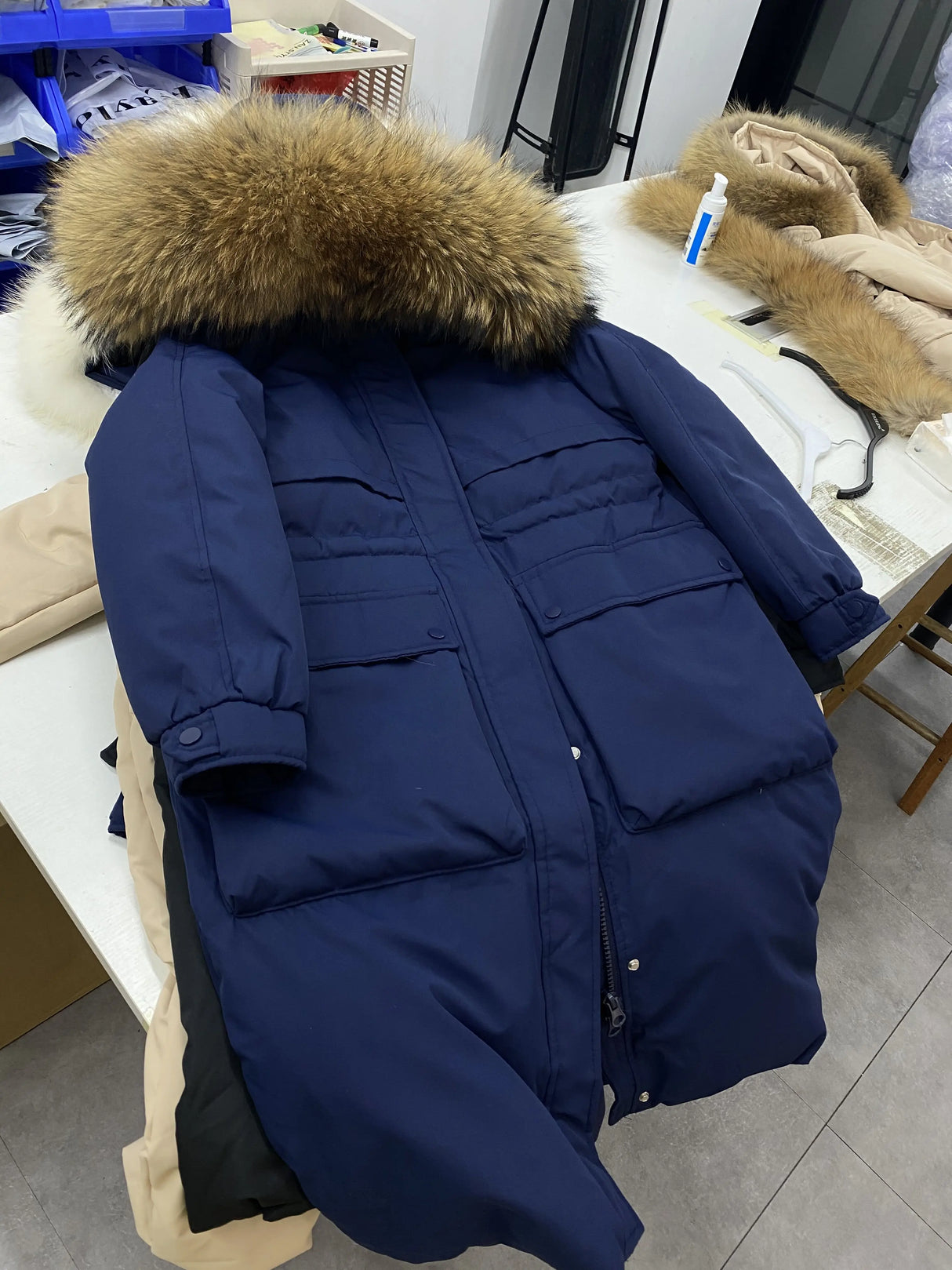 Fitaylor Winter Women Long Jacket Large Natural Fur