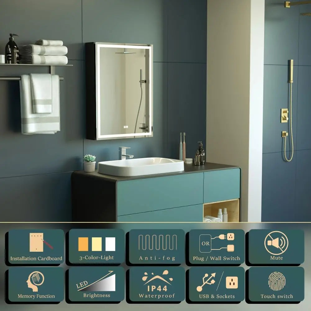 KWW 20 x 28 Inch LED Lighted Bathroom