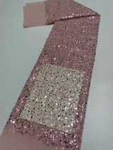 Heavy silver Sequins Lace Fabric With Bead Sequins