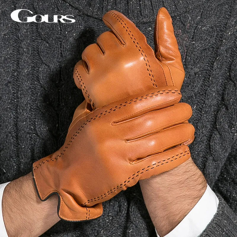 Gours Winter Men's Genuine Leather Gloves New Brand