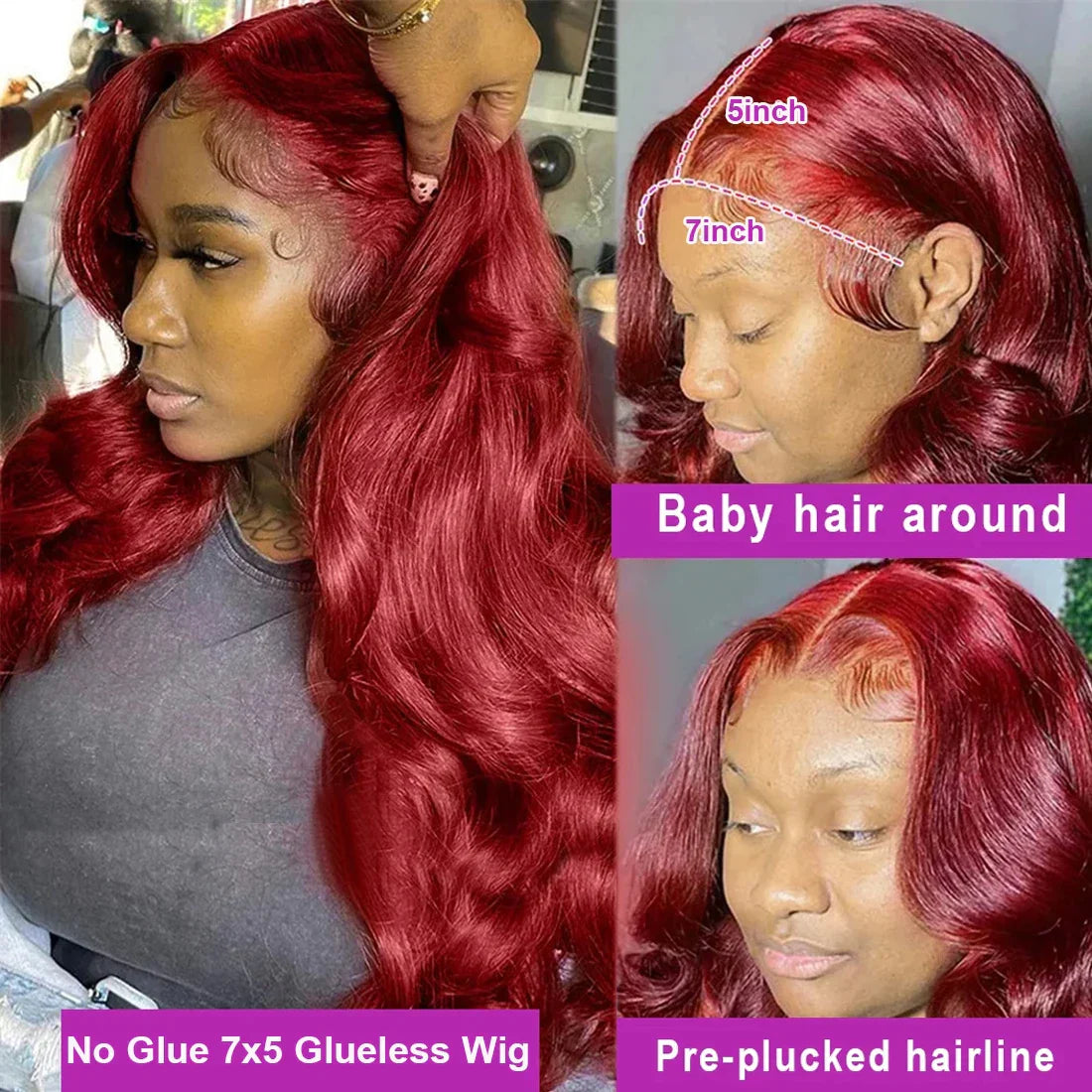 250% Body Wave Burgundy 13x4 Hd Lace Frontal