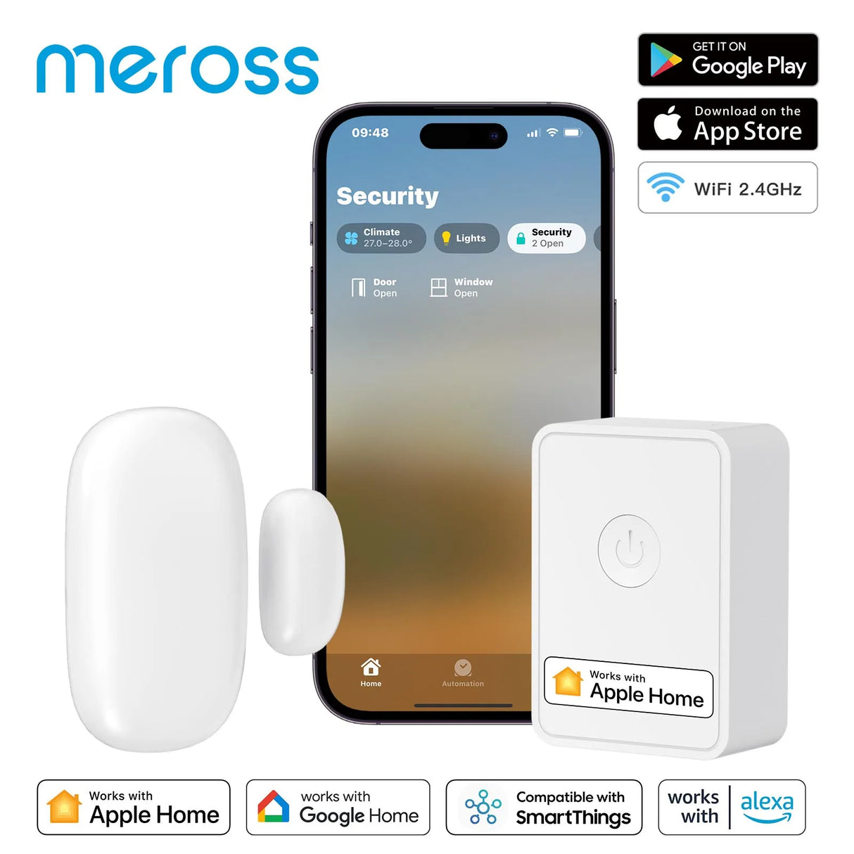 Meross HomeKit WiFi Smart Door Sensor Window Open