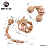 Let's Make Baby Wooden Teether Animals Rattle Chewable