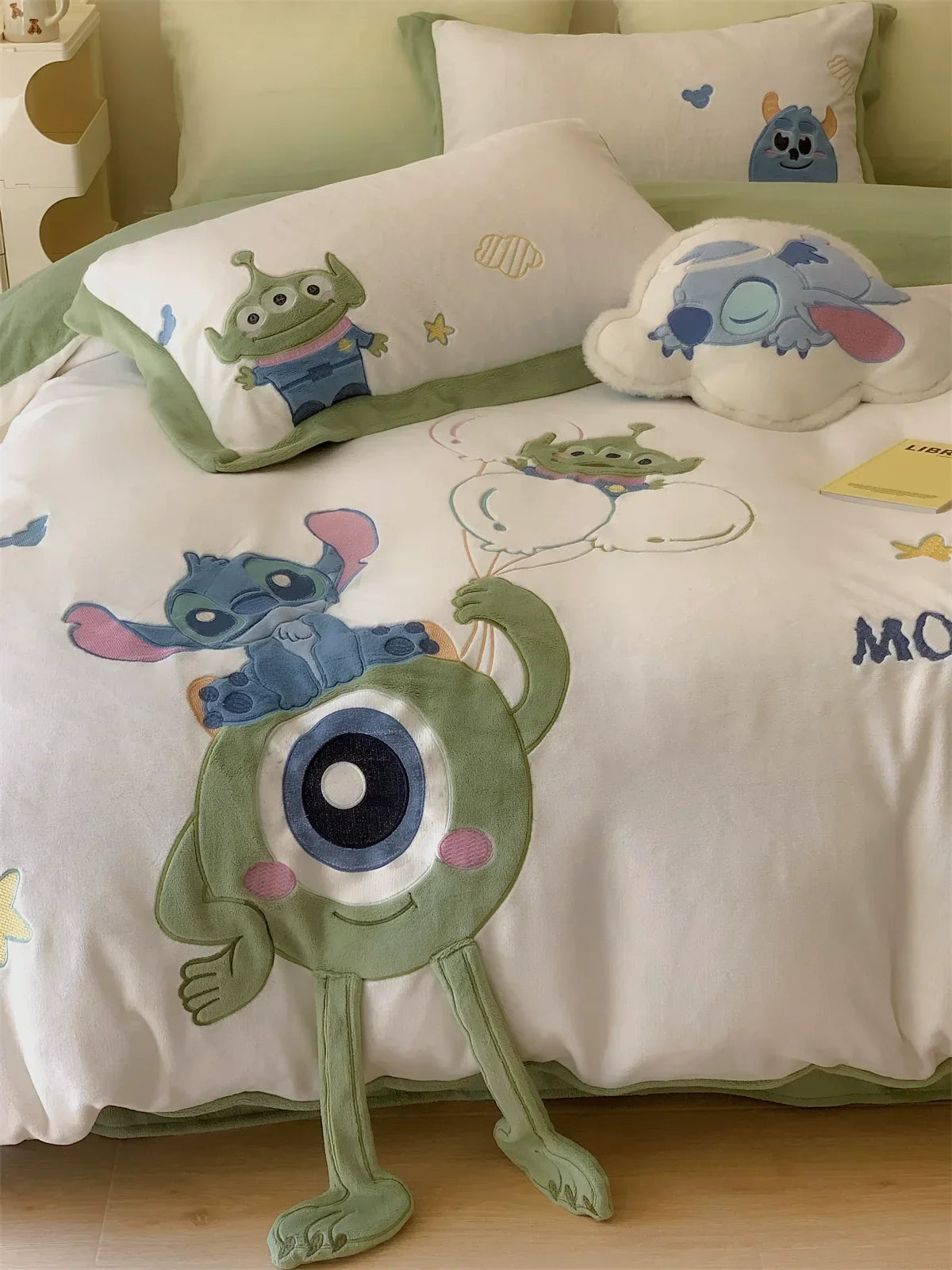 Cartoon Kawaii Disney Stitch Milk Velvet Four-piece Warm