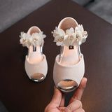 Girls Rhinestone Flower Shoes Low Heel Flower Wedding