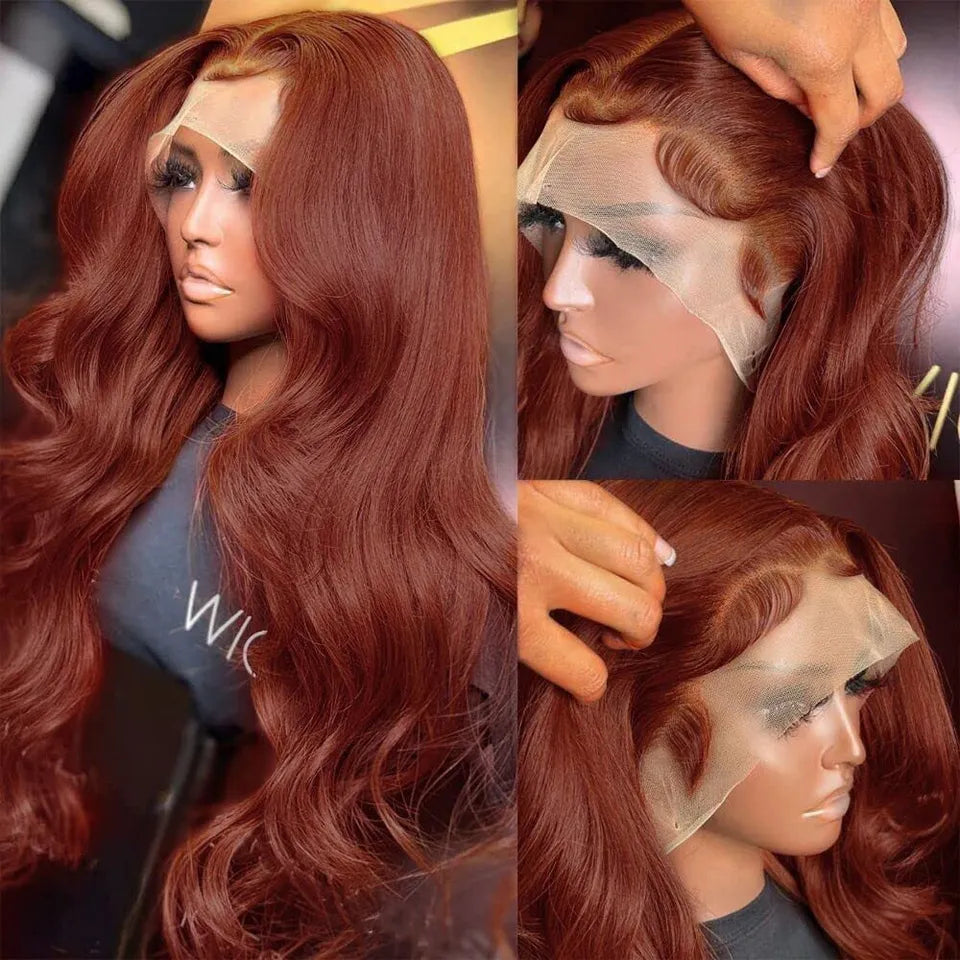 34 Inch Reddish Brown Body Wave Lace Front