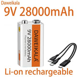 2023 9V 28000mAh Li-ion Rechargeable Battery Micro USB