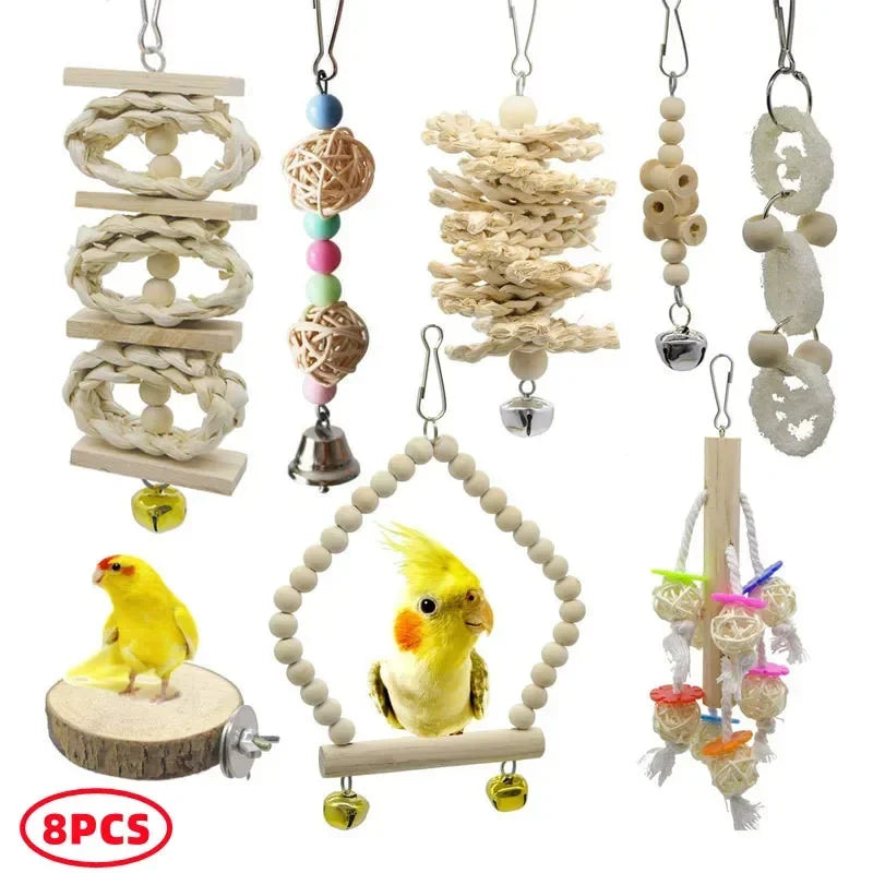 Toys Standing Bell Swing Toy Parrot Bird Combination