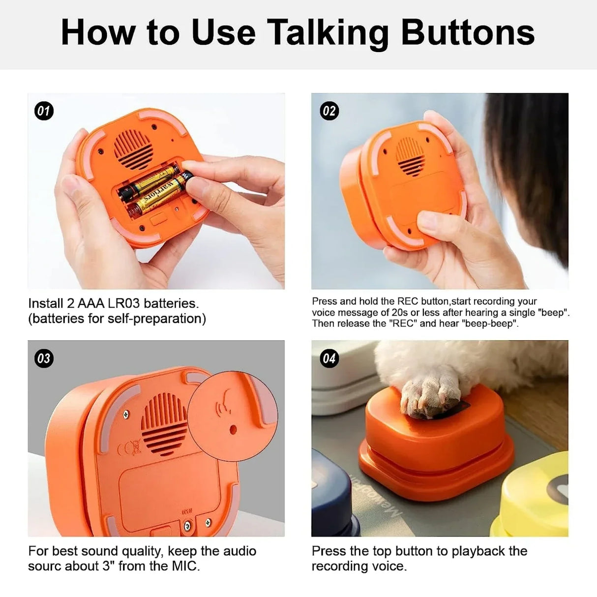 Mewoofun Voice Recording Button Pet Toys Dog Buttons