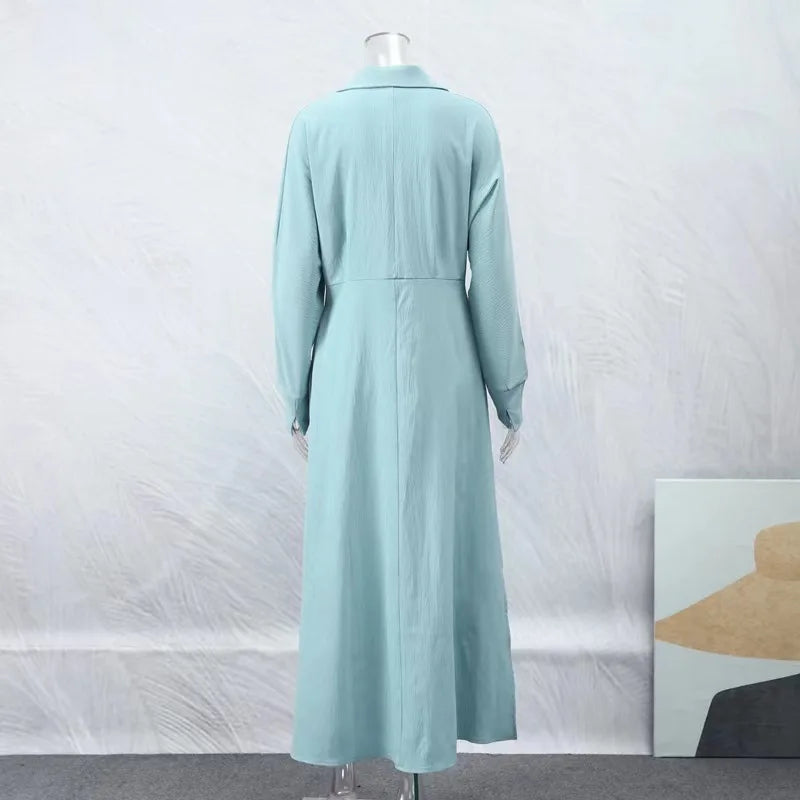 2023 Autumn Plus Size Women Dress Solid Casual