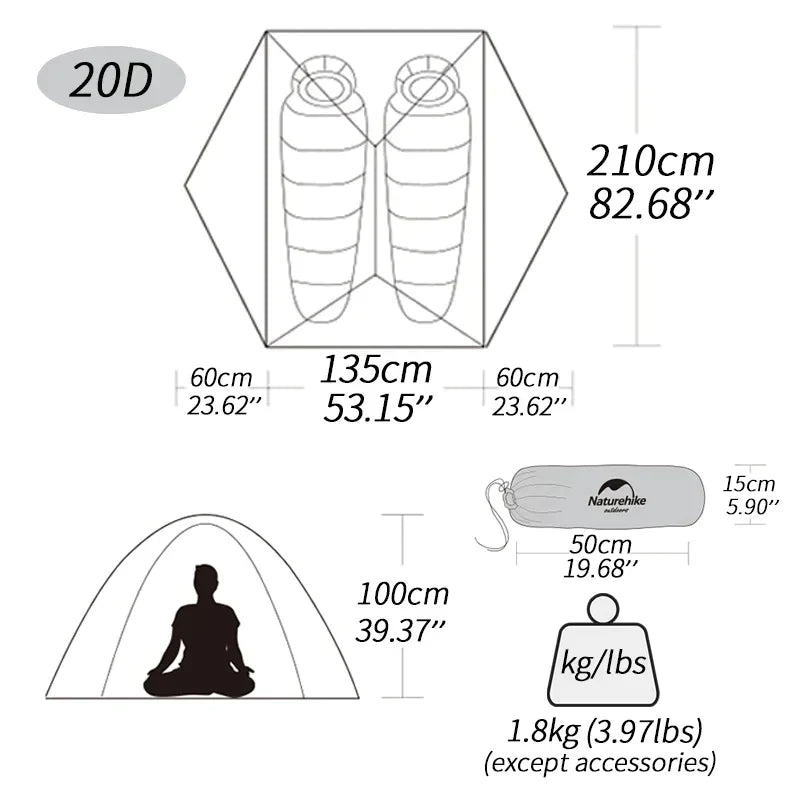 Naturehike Mongar Tent 2 Person Ultralight Travel Tent