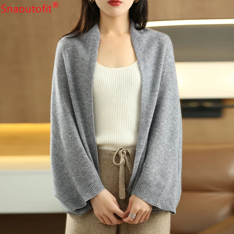 AllSeason Pure Wool Knitted Shawl Women's Casual Cashmere