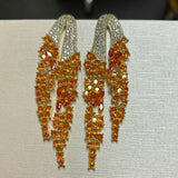Bilincolor Golden Orange Long Tassel Earring for Women