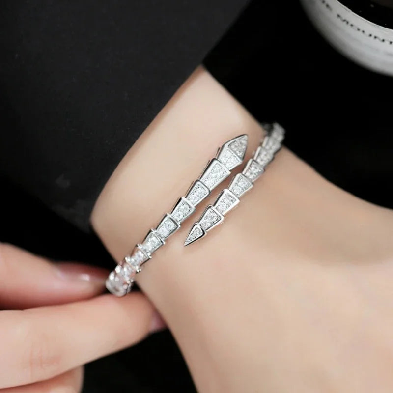 2024 New Design Fashion Silver color Zircon Snake